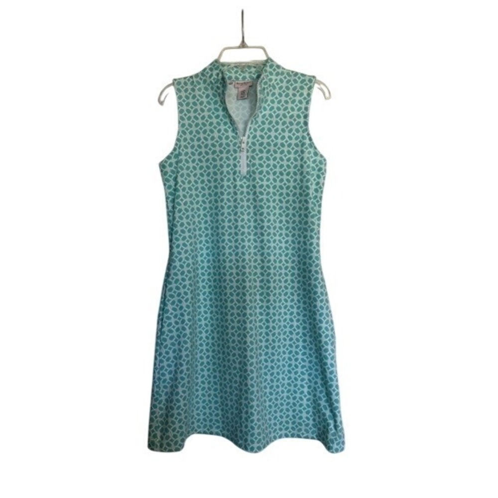 Tommy Bahama Active Womens XS Teal Geometric Ombre Quarter Zip Golf Tennis Dress